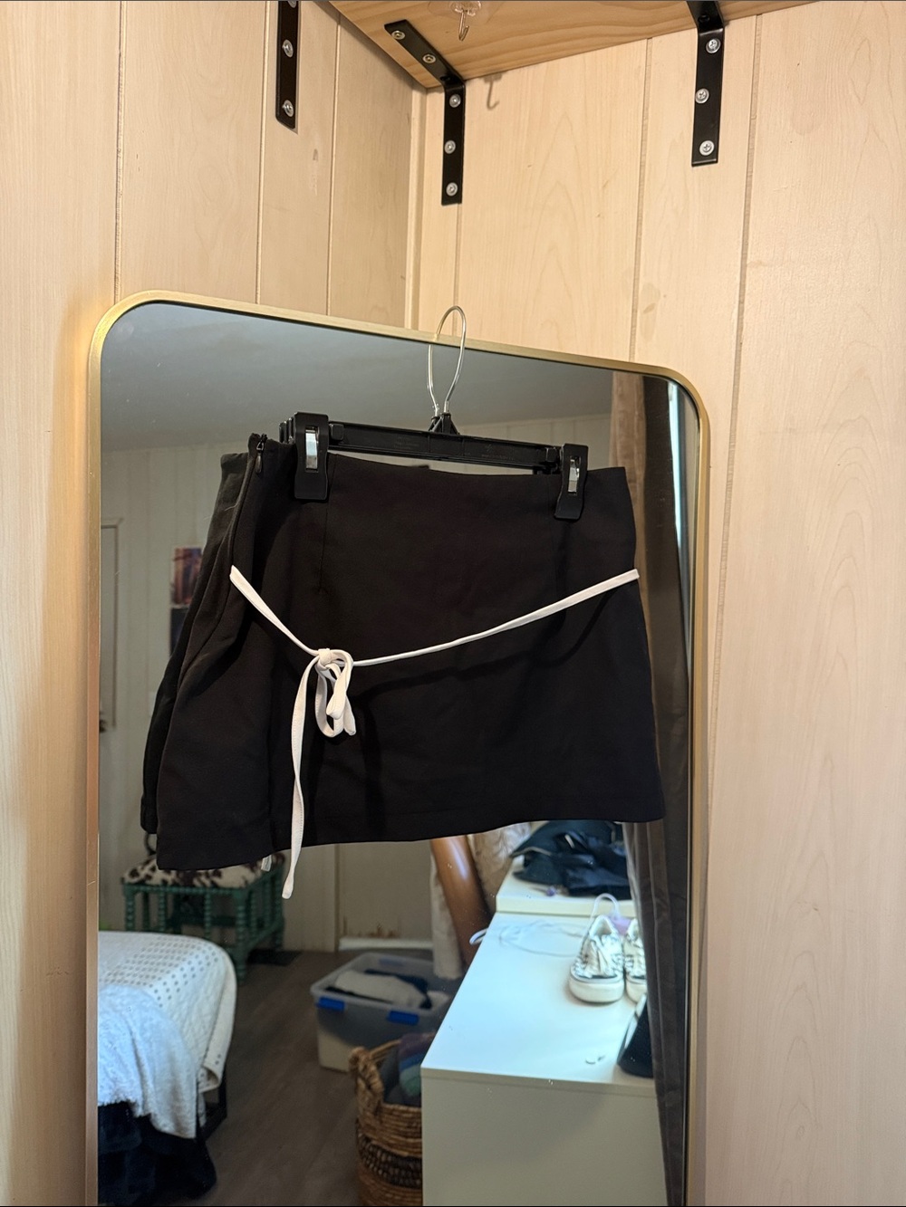 Black Women’s Mini Shorts with White Tie